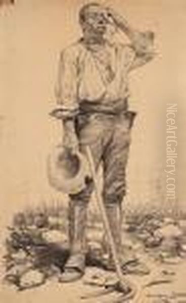 Campesino Oil Painting by Enrique Serra y Auque