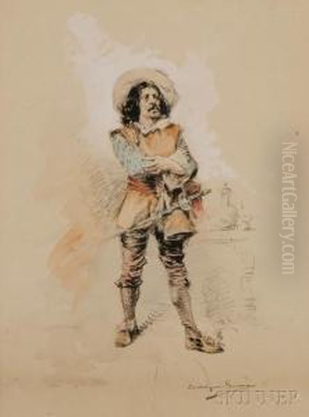 Sketch Of A Cavalier Oil Painting by Enrique Serra y Auque