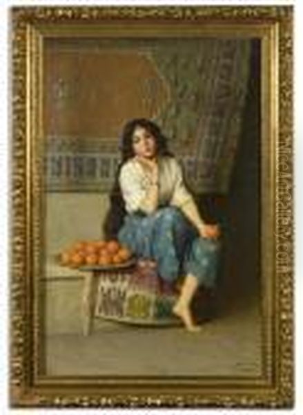 The Orange Seller Oil Painting by Enrique Serra y Auque