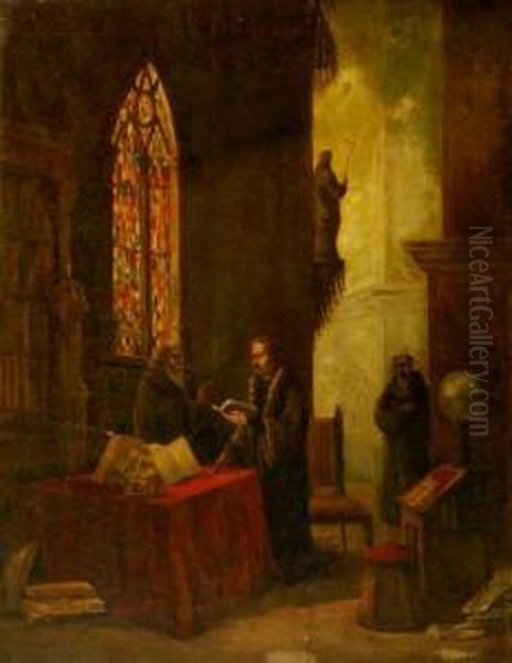 Interior De Catedral Configuras Oil Painting by Jose Serra Y Porson