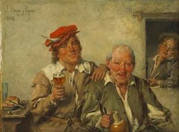 Good Friends Oil Painting by Jose Serra Y Porson