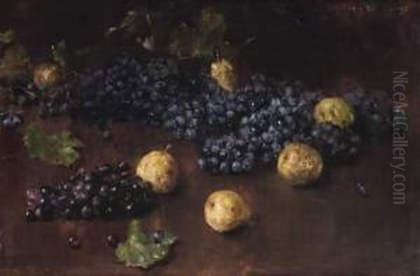 Natura Morta Con Uva Nera Ed Altrifrutti Oil Painting by Luigi Serralunga