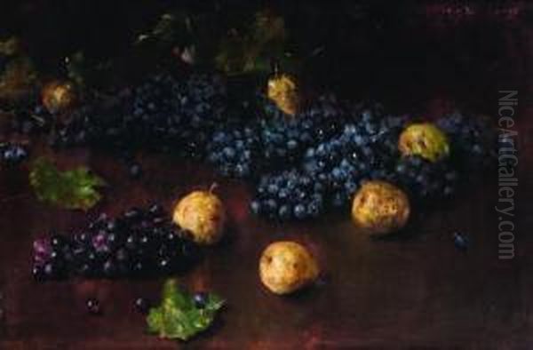 Natura Morta Con Uva Nera Ed Altri Frutti Oil Painting by Luigi Serralunga