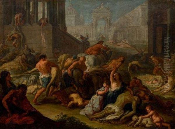 La Peste De Marseille En 1720 Oil Painting by Michel Serre