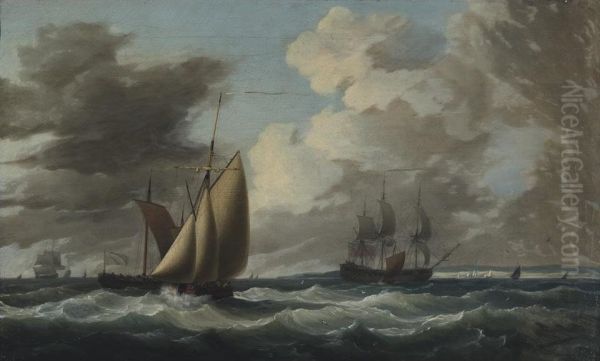 British East Indiaman And Other Ships On A Stormy Coast Oil Painting by Dominic Serres