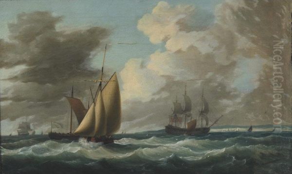 British East Indiaman And Other Ships On A Stormycoast Oil Painting by Dominic Serres