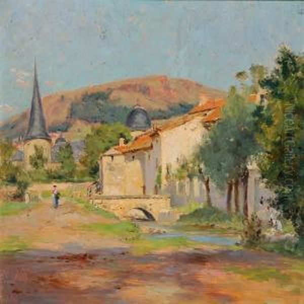 Summer Day In A French Village Oil Painting by Georges Pierre Louis Serrier