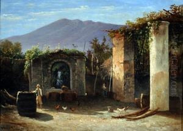 Cortile Rustico Oil Painting by Giovanni Serritelli