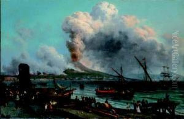 Eruzione Del Vesuvio Oil Painting by Giovanni Serritelli