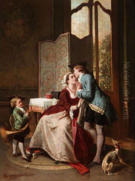 A Harmonious Encounter Oil Painting by Henri Auguste Cesar Serrur