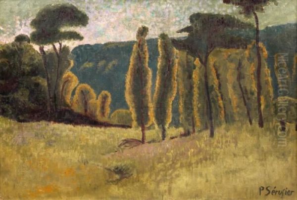 Pins Et Peupliers Dans Un Pre Oil Painting by Paul Serusier