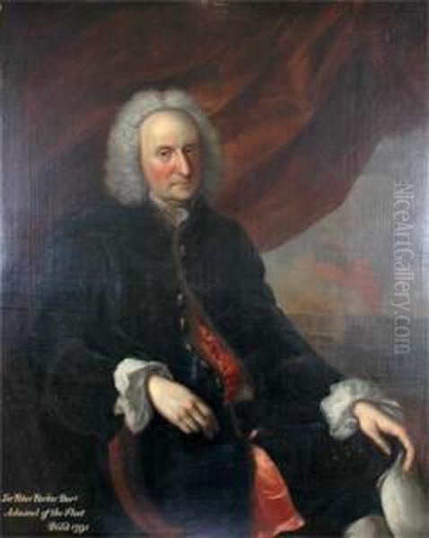 Three Quarters Length Portrait Of A Gentleman, Sir Peter Parker Bart, Admiral Of The Fleet Oil Painting by John Thomas Seton