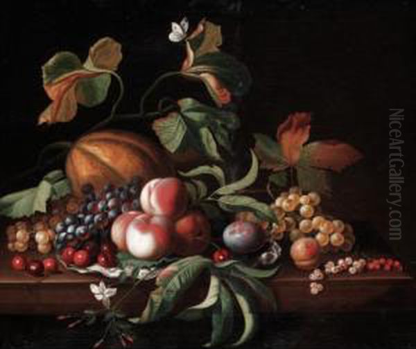 Still Life Of Fruit On A Ledge Oil Painting by John Setterington