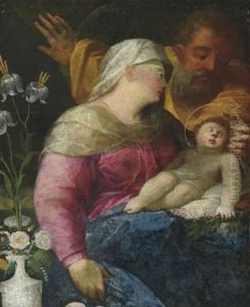 Sacra Famiglia Oil Painting by Ludovico Settevecchi