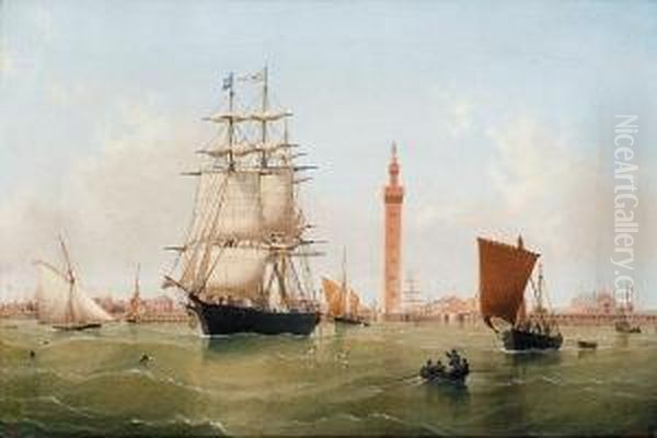 A Three-masted Merchantman Leaving Grimsby Oil Painting by William Frederick Settle