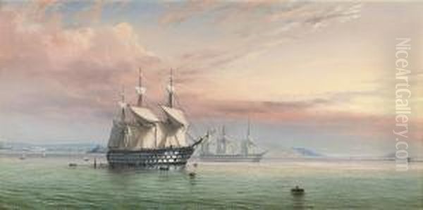 A Calm Day In Plymouth Sound Oil Painting by William Frederick Settle