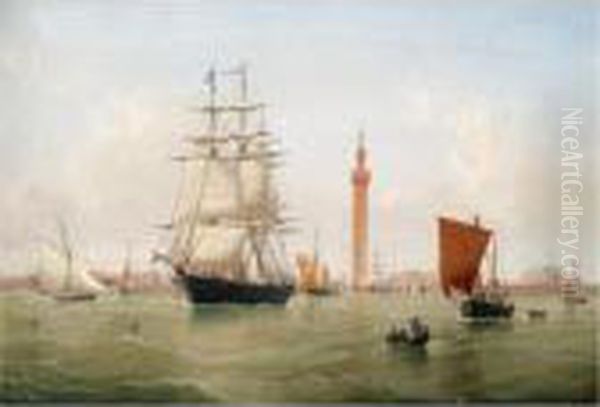 Shipping Off Grimsby Oil Painting by William Frederick Settle