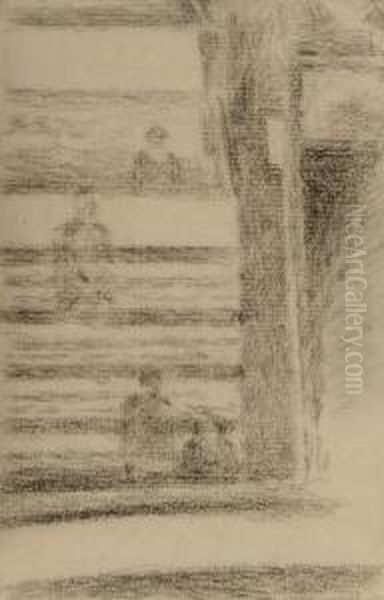 Les Gradins Oil Painting by Georges Seurat