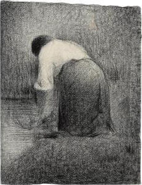 Femme Agenouillee Oil Painting by Georges Seurat