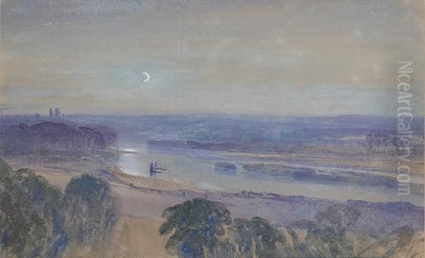 The Thames From Richmond Oil Painting by Arthur Severn