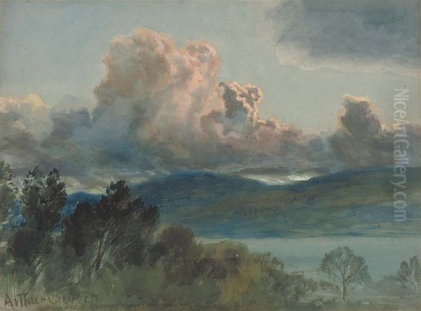 Fine Height Of Cloud Oil Painting by Arthur Severn