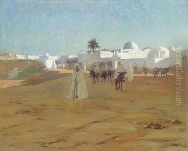 Tunisian Village Oil Painting by Robert Sewell Van Vorst