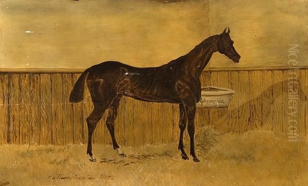 'geheimniss' In A Stable Oil Painting by William A. Sextie