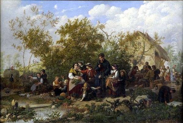 [fete Villageoise] Oil Painting by Eduard Gustav Seydel