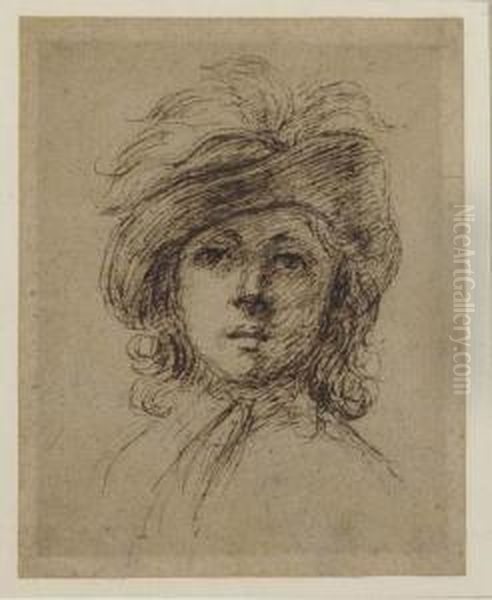 Portrait Of A Young Gentleman, Bust-length, In A Feathered Cap; Andstudy Of A Boy, Bust-length Oil Painting by John, Colonel Seymour