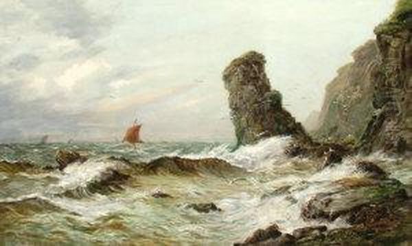 Shipping In Rough Seas Off A Rocky Coast Oil Painting by Thomas, Tom Seymour