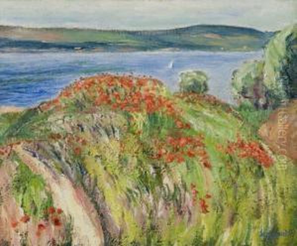 Paysage Au Champs De Coquelicots by Rene Seyssaud