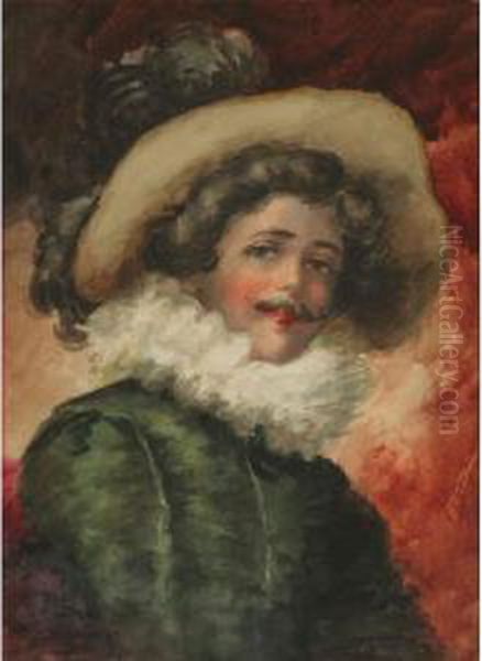 Portrait Of A Male Figure In 17th Century Garb Oil Painting by Emma Grabner Shackelford