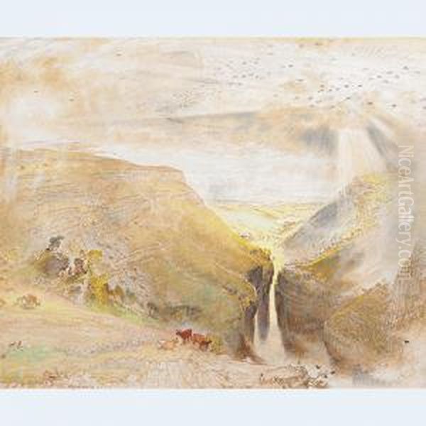 Gordale Scar, Yorkshire Oil Painting by William Shackleton