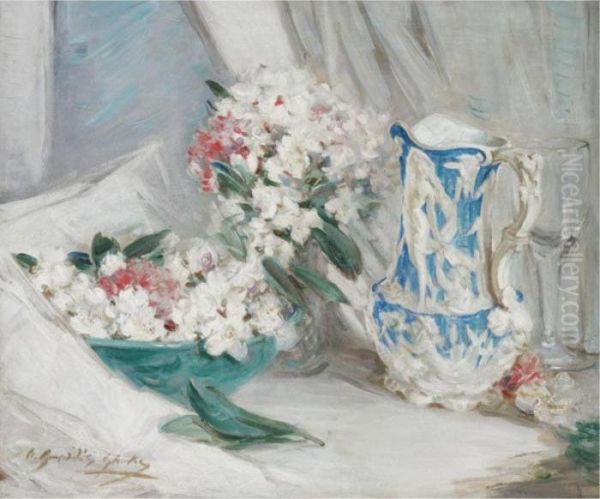 Still Life With A Blue Jug by William Somerville Shanks