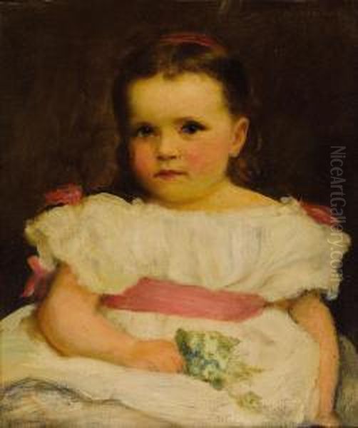 Portrait Of A Young Girl With Flowers Oil Painting by James Jebusa Shannon