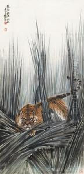 Tiger Oil Painting by Zhang Shanzi