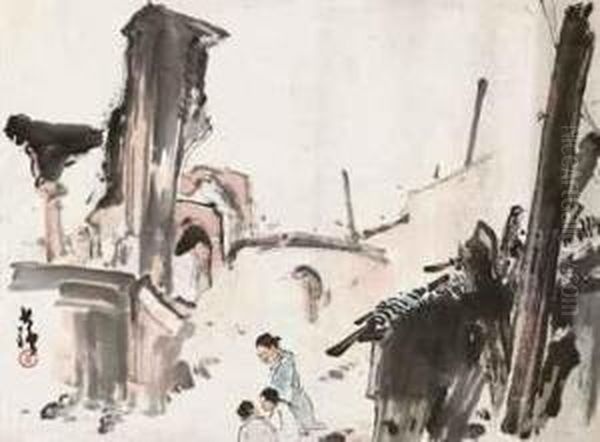 Street Corner Oil Painting by Huang Shaoqiang