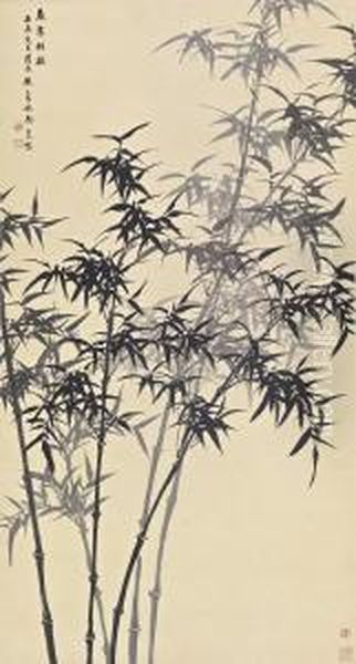 Ink Bamboo Oil Painting by Yu Shaosong