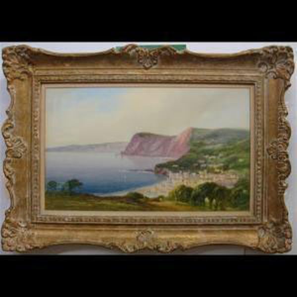 Mediterranean Coastal Scene Oil Painting by John Shapland