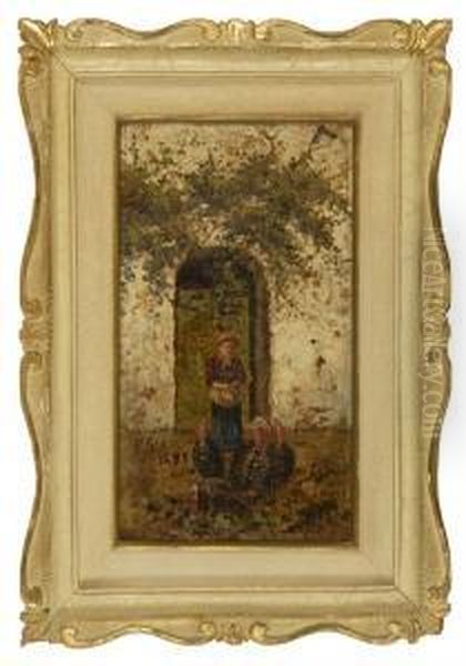 Floral Doorway, Likely St. Augustine, Florida Oil Painting by Frank Henry Shapleigh