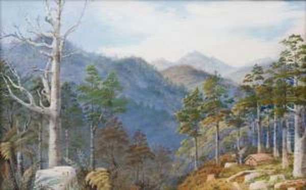 Logging Kauri On The Coromandel Oil Painting by Alfred Sharpe