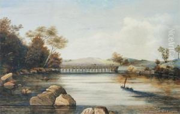 Gathering Firewood Near Orakei Bridge Oil Painting by Alfred Sharpe