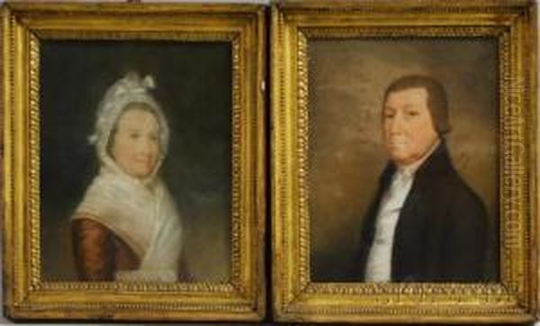 Pair Of Portraits Of A Husband And Wife Oil Painting by James Sharples