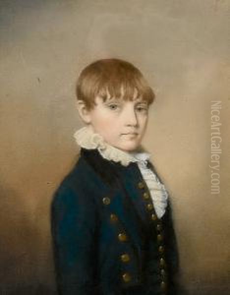 A Portrait Of A Young Boy Oil Painting by James Sharples