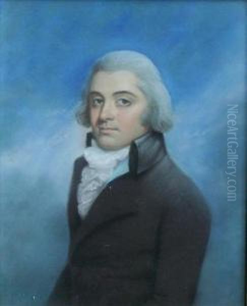 Portrait Of A Young Gentleman Wearing A Jabot And Long Jacket,bust-length Oil Painting by Rolinda Sharples