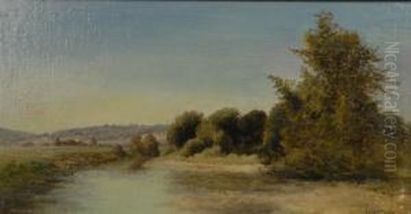 Landscape With Stream Oil Painting by Aaron Draper Shattuck