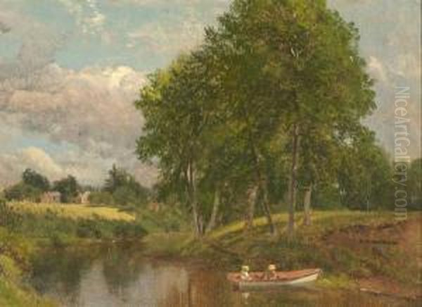 Boating In Barrington Oil Painting by Aaron Draper Shattuck