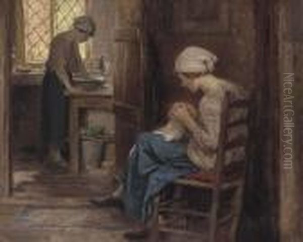 Domestic Chores Oil Painting by Arthur Winter Shaw