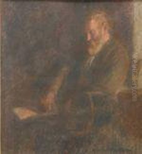 Portrait Of Anold Gentleman Reading Oil Painting by Arthur Winter Shaw