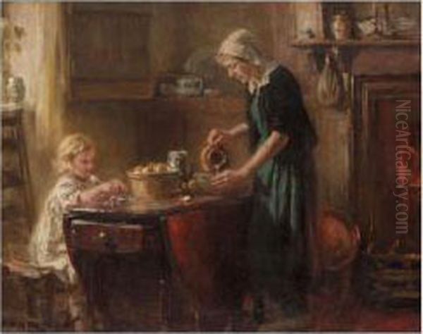 Preparing The Meal Oil Painting by Arthur Winter Shaw